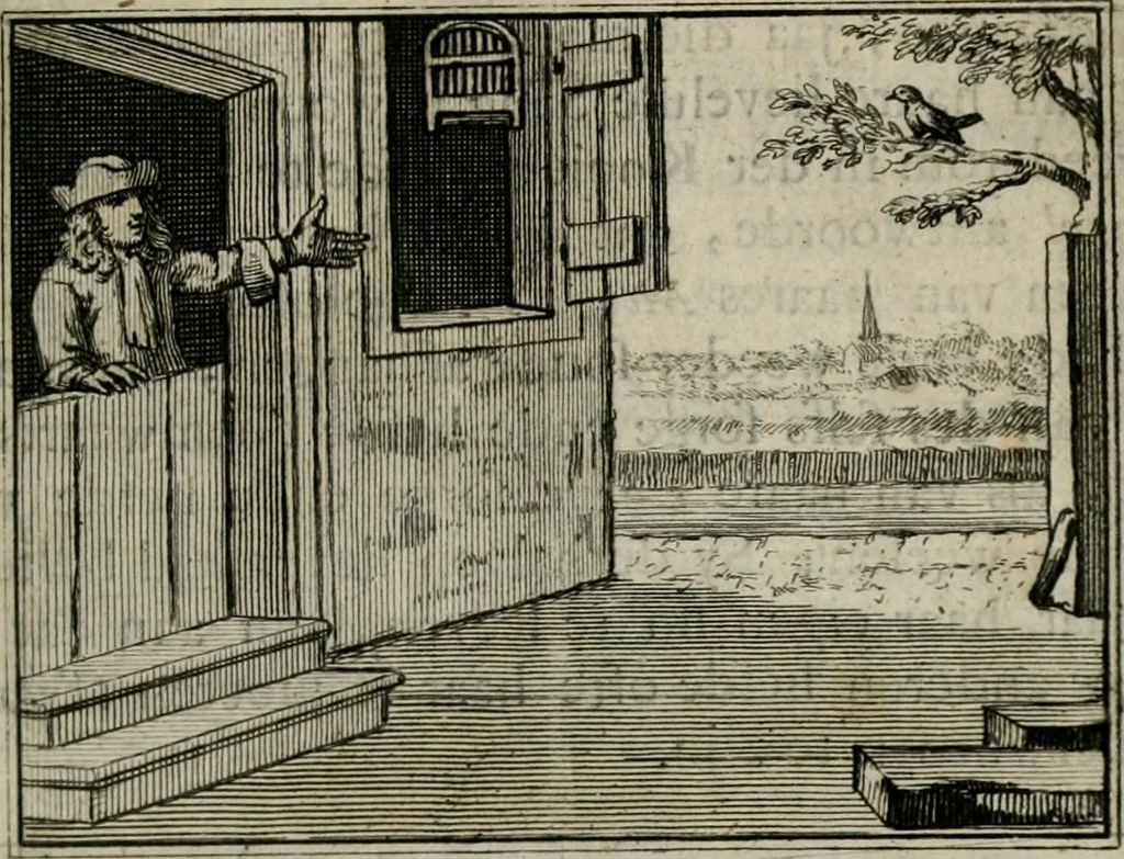 An illustration from Sinryke fabulen : verklaart en toegepast tot alderley zeede-lessen, dienstig om waargenoomen te werden in het menschelijke en burgerlijke leeven, 1685, leaf 120
