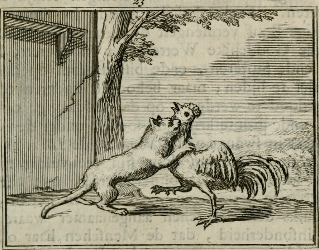 An illustration from Sinryke fabulen : verklaart en toegepast tot alderley zeede-lessen, dienstig om waargenoomen te werden in het menschelijke en burgerlijke leeven, 1685, leaf 134