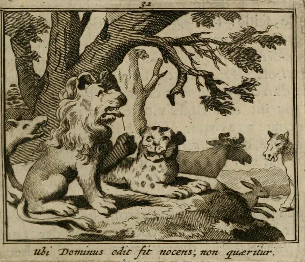 An illustration from Sinryke fabulen : verklaart en toegepast tot alderley zeede-lessen, dienstig om waargenoomen te werden in het menschelijke en burgerlijke leeven, 1685, leaf 178