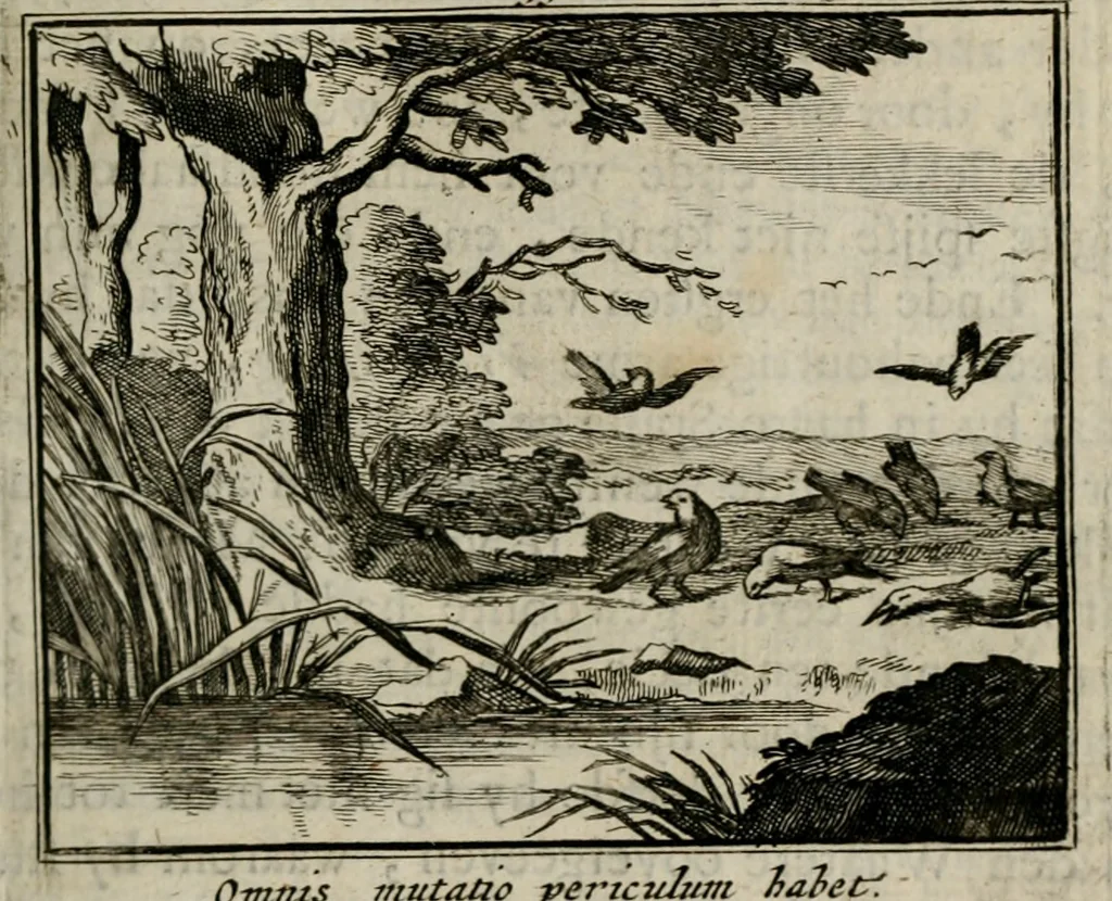 An illustration from Sinryke fabulen : verklaart en toegepast tot alderley zeede-lessen, dienstig om waargenoomen te werden in het menschelijke en burgerlijke leeven, 1685, leaf 188