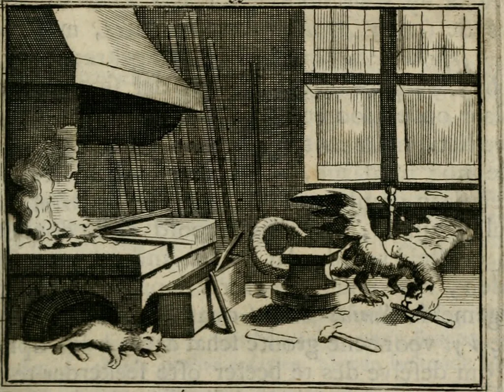 An illustration from Sinryke fabulen : verklaart en toegepast tot alderley zeede-lessen, dienstig om waargenoomen te werden in het menschelijke en burgerlijke leeven, 1685, leaf 194