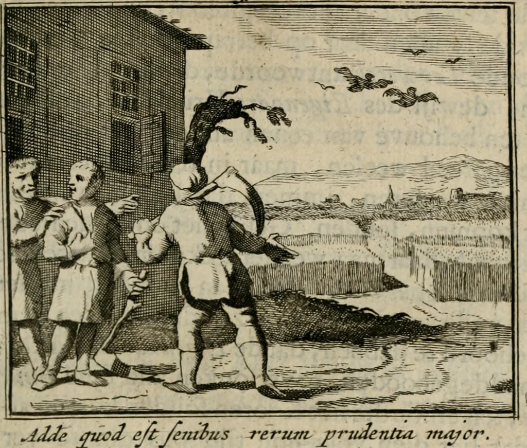 An illustration from Sinryke fabulen : verklaart en toegepast tot alderley zeede-lessen, dienstig om waargenoomen te werden in het menschelijke en burgerlijke leeven, 1685, leaf 206