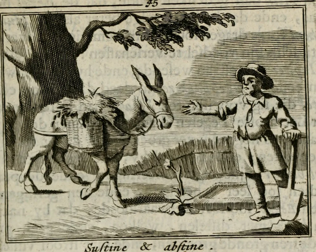 An illustration from Sinryke fabulen : verklaart en toegepast tot alderley zeede-lessen, dienstig om waargenoomen te werden in het menschelijke en burgerlijke leeven, 1685, leaf 262