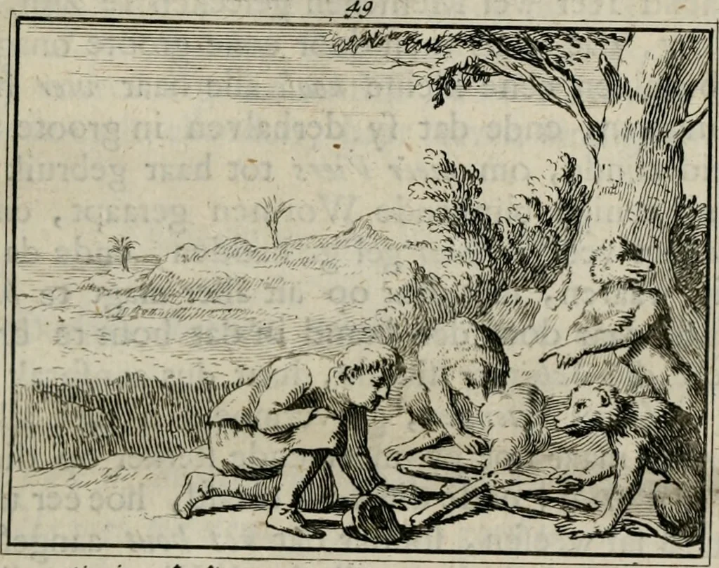 An illustration from Sinryke fabulen : verklaart en toegepast tot alderley zeede-lessen, dienstig om waargenoomen te werden in het menschelijke en burgerlijke leeven, 1685, leaf 286