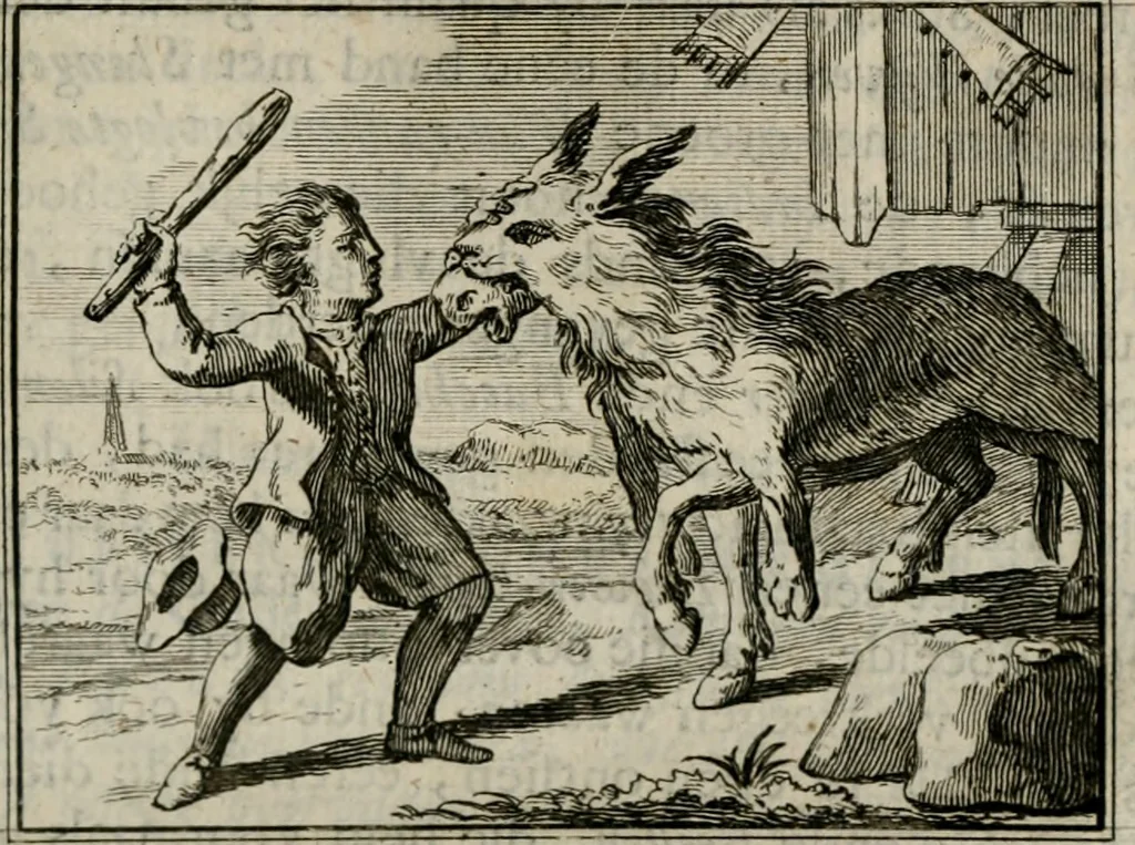 An illustration from Sinryke fabulen : verklaart en toegepast tot alderley zeede-lessen, dienstig om waargenoomen te werden in het menschelijke en burgerlijke leeven, 1685, leaf 300