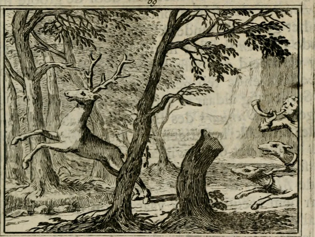 An illustration from Sinryke fabulen : verklaart en toegepast tot alderley zeede-lessen, dienstig om waargenoomen te werden in het menschelijke en burgerlijke leeven, 1685, leaf 438