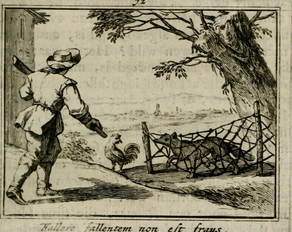 An illustration from Sinryke fabulen : verklaart en toegepast tot alderley zeede-lessen, dienstig om waargenoomen te werden in het menschelijke en burgerlijke leeven, 1685, leaf 464