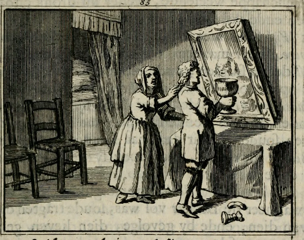 An illustration from Sinryke fabulen : verklaart en toegepast tot alderley zeede-lessen, dienstig om waargenoomen te werden in het menschelijke en burgerlijke leeven, 1685, leaf 590