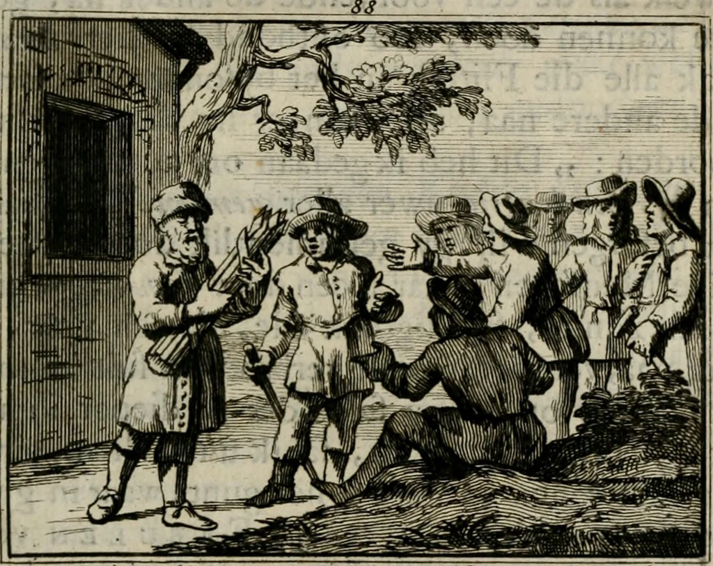 An illustration from Sinryke fabulen : verklaart en toegepast tot alderley zeede-lessen, dienstig om waargenoomen te werden in het menschelijke en burgerlijke leeven, 1685, leaf 624