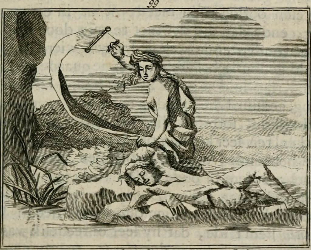 An illustration from Sinryke fabulen : verklaart en toegepast tot alderley zeede-lessen, dienstig om waargenoomen te werden in het menschelijke en burgerlijke leeven, 1685, leaf 728