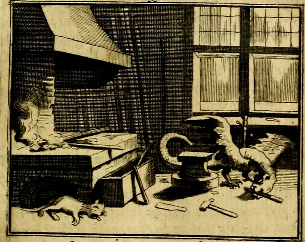 An illustration from Sinryke fabulen, : verklaart en toegepast tot alderley zeede-lessen, dienstig om waargenoomen te werden in het menschelijke en burgerlijke leeven, 1685, leaf 194