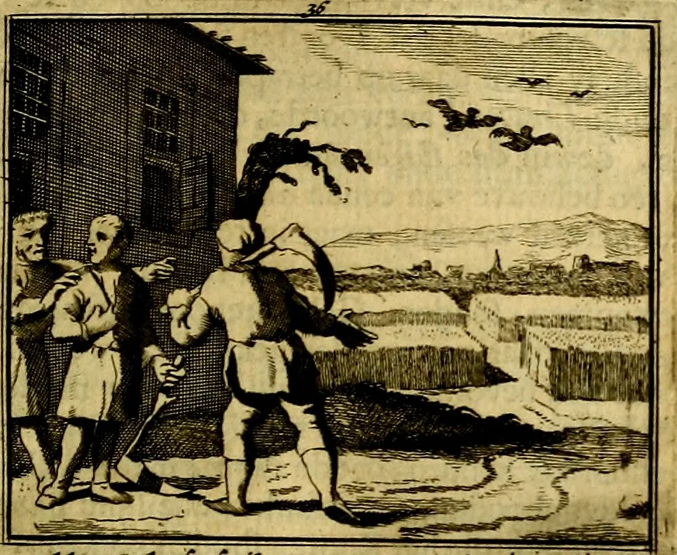 An illustration from Sinryke fabulen, : verklaart en toegepast tot alderley zeede-lessen, dienstig om waargenoomen te werden in het menschelijke en burgerlijke leeven, 1685, leaf 206