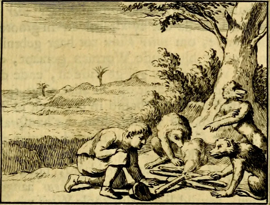 An illustration from Sinryke fabulen, : verklaart en toegepast tot alderley zeede-lessen, dienstig om waargenoomen te werden in het menschelijke en burgerlijke leeven, 1685, leaf 286