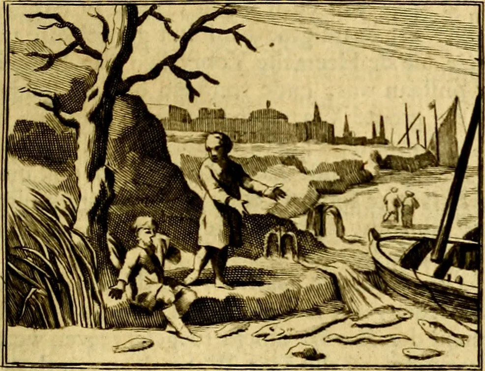 An illustration from Sinryke fabulen, : verklaart en toegepast tot alderley zeede-lessen, dienstig om waargenoomen te werden in het menschelijke en burgerlijke leeven, 1685, leaf 292