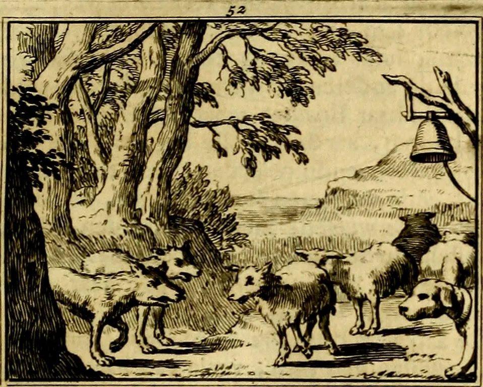 An illustration from Sinryke fabulen, : verklaart en toegepast tot alderley zeede-lessen, dienstig om waargenoomen te werden in het menschelijke en burgerlijke leeven, 1685, leaf 306