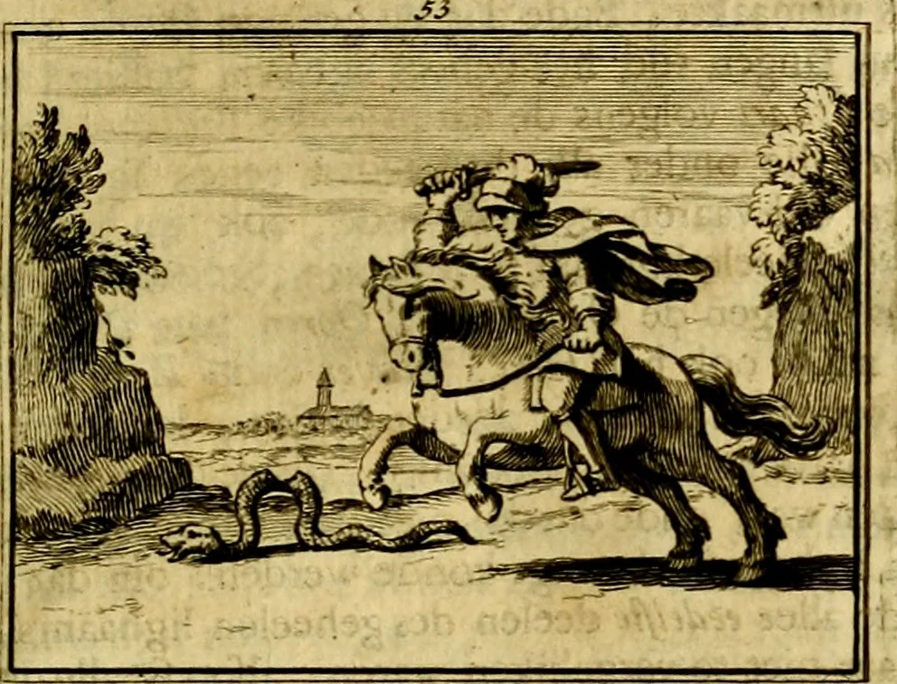 An illustration from Sinryke fabulen, : verklaart en toegepast tot alderley zeede-lessen, dienstig om waargenoomen te werden in het menschelijke en burgerlijke leeven, 1685, leaf 312