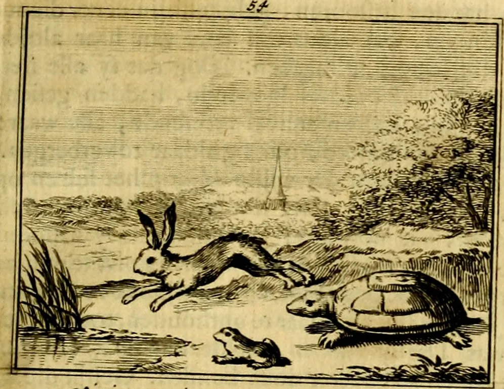 An illustration from Sinryke fabulen, : verklaart en toegepast tot alderley zeede-lessen, dienstig om waargenoomen te werden in het menschelijke en burgerlijke leeven, 1685, leaf 320
