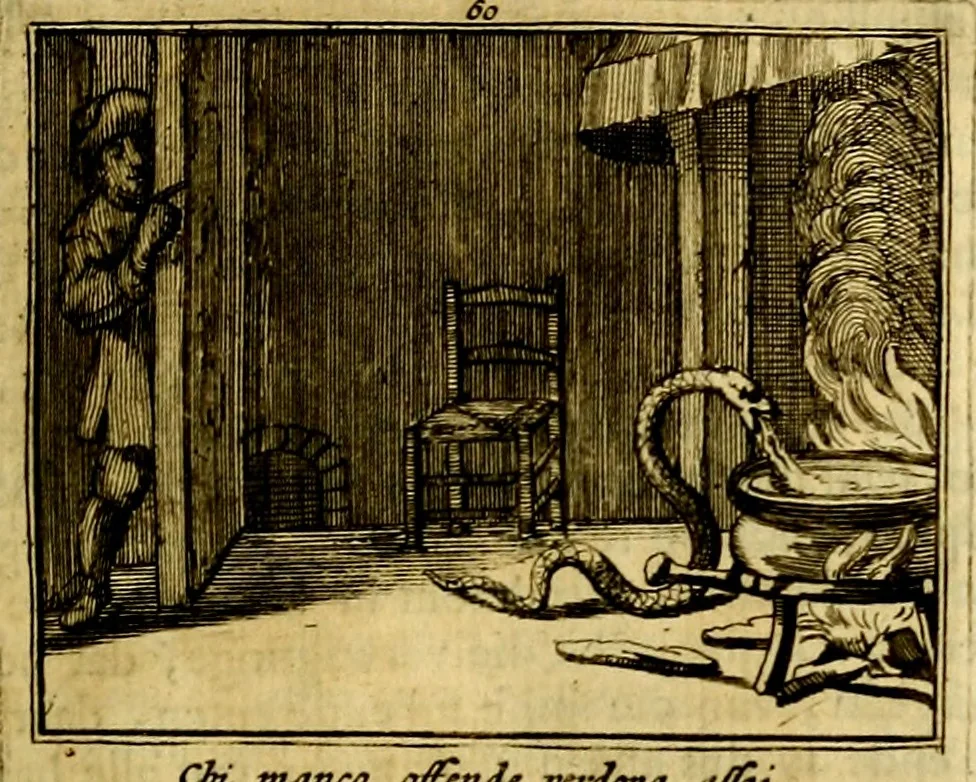 An illustration from Sinryke fabulen, : verklaart en toegepast tot alderley zeede-lessen, dienstig om waargenoomen te werden in het menschelijke en burgerlijke leeven, 1685, leaf 366