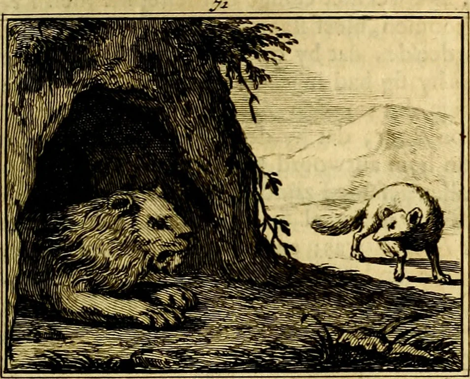 An illustration from Sinryke fabulen, : verklaart en toegepast tot alderley zeede-lessen, dienstig om waargenoomen te werden in het menschelijke en burgerlijke leeven, 1685, leaf 456