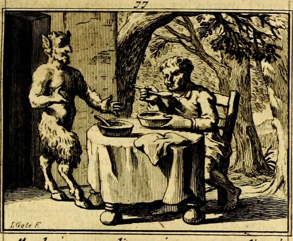 An illustration from Sinryke fabulen, : verklaart en toegepast tot alderley zeede-lessen, dienstig om waargenoomen te werden in het menschelijke en burgerlijke leeven, 1685, leaf 506