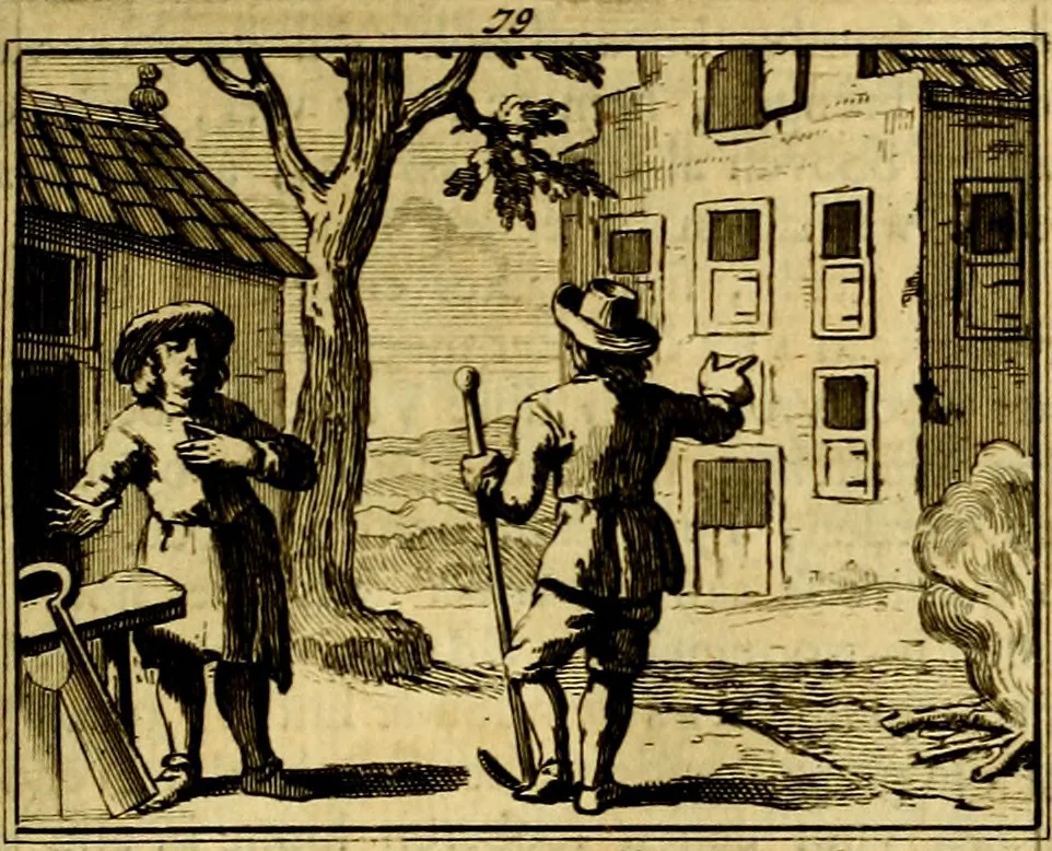 An illustration from Sinryke fabulen, : verklaart en toegepast tot alderley zeede-lessen, dienstig om waargenoomen te werden in het menschelijke en burgerlijke leeven, 1685, leaf 526