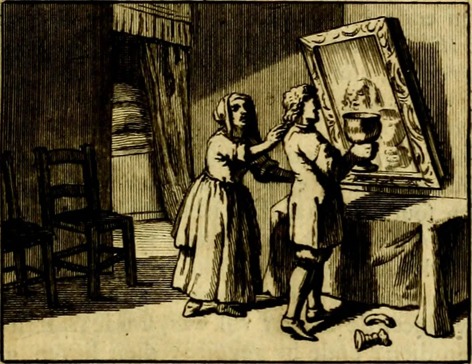 An illustration from Sinryke fabulen, : verklaart en toegepast tot alderley zeede-lessen, dienstig om waargenoomen te werden in het menschelijke en burgerlijke leeven, 1685, leaf 590