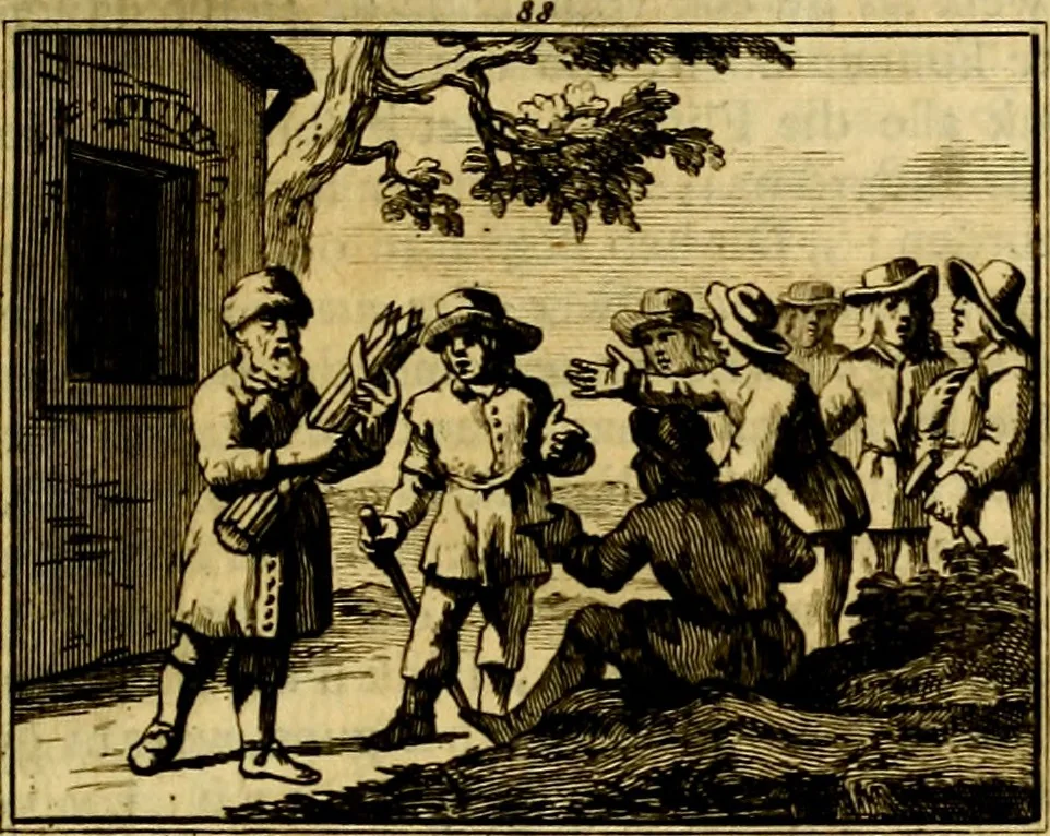 An illustration from Sinryke fabulen, : verklaart en toegepast tot alderley zeede-lessen, dienstig om waargenoomen te werden in het menschelijke en burgerlijke leeven, 1685, leaf 624