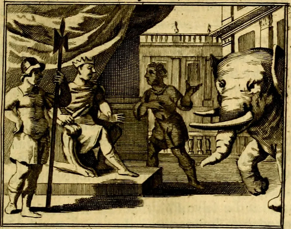 An illustration from Sinryke fabulen, : verklaart en toegepast tot alderley zeede-lessen, dienstig om waargenoomen te werden in het menschelijke en burgerlijke leeven, 1685, leaf 644