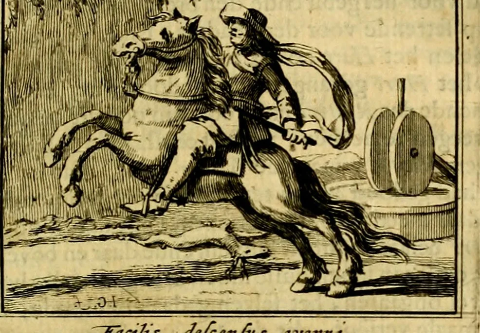 An illustration from Sinryke fabulen, : verklaart en toegepast tot alderley zeede-lessen, dienstig om waargenoomen te werden in het menschelijke en burgerlijke leeven, 1685, leaf 68