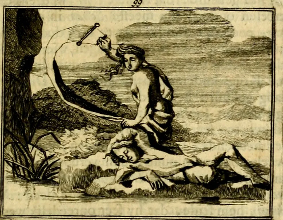 An illustration from Sinryke fabulen, : verklaart en toegepast tot alderley zeede-lessen, dienstig om waargenoomen te werden in het menschelijke en burgerlijke leeven, 1685, leaf 728