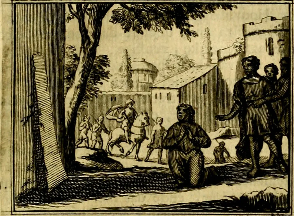 An illustration from Sinryke fabulen, : verklaart en toegepast tot alderley zeede-lessen, dienstig om waargenoomen te werden in het menschelijke en burgerlijke leeven, 1685, leaf 80