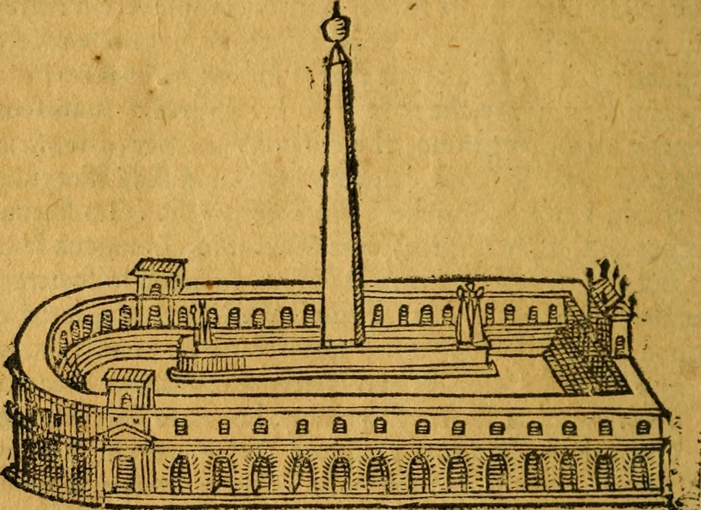 An illustration from Sito, et antichita della citta di Pozzuolo : e del suo amenissimo distretto. Con la descrittione di tutti i luoghi notabili ... e di Cuma, et di Baia, e di Miseno ... con le figure de gli edifici, e con gli epitafi che vi sono., 1591, leaf 117