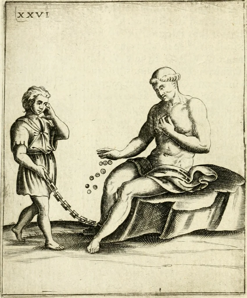An illustration from Vaticinia, siue, Prophetiae Abbatis Ioachimi & Anselmi episcopi marsicani ... : qvibvs rota et oraculum turcicum maxime considerationis adiecta sunt : vnà cum praefatione et adnotationibus Paschalini Regiselmi = Vaticinii, ouero, Profetie dell'abbate Gioachino & di Anselmo vescovo di Marsico ... : a qvalli e aggionta una ruota et un' oracolo turchesco di grandissima cosideratione : insieme con la prefatione et annotationi di Pasqualino Regiselmo, 1600, leaf 89