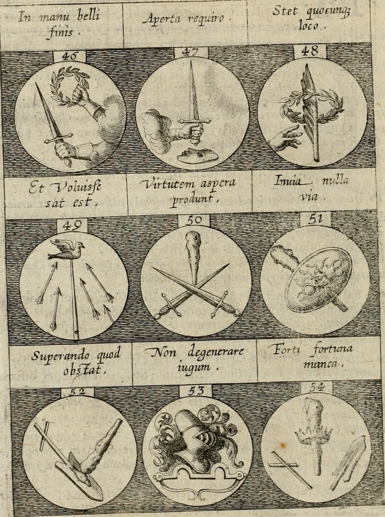 An illustration from Emblemata, sive Symbola : a Principibus, viris Eeclesiasticis, ac Militaribus, alijsque vsurpanda = Deuises, ou, Emblemes : pour Princes, gens d'Eglise, gens de guerre, & aultres, 1624, leaf 17