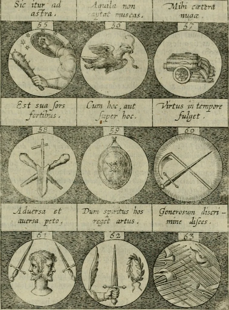 An illustration from Emblemata, sive Symbola : a Principibus, viris Eeclesiasticis, ac Militaribus, alijsque vsurpanda = Deuises, ou, Emblemes : pour Princes, gens d'Eglise, gens de guerre, & aultres, 1624, leaf 18