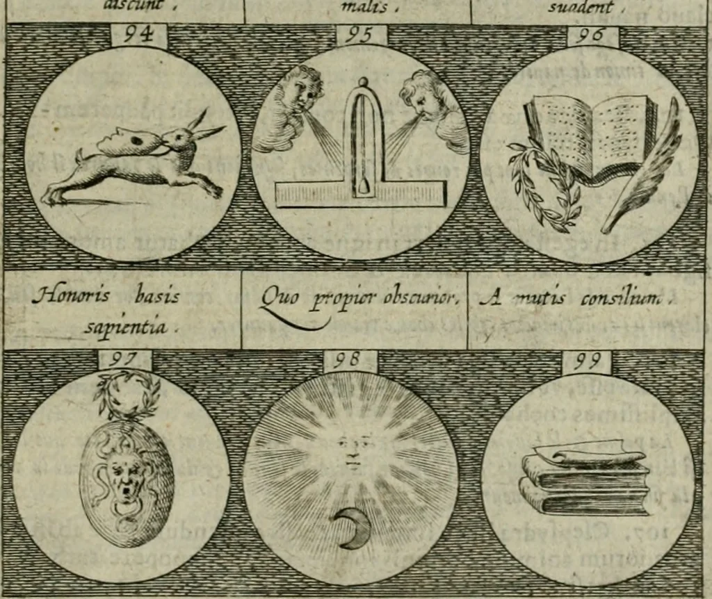 An illustration from Emblemata, sive Symbola : a Principibus, viris Eeclesiasticis, ac Militaribus, alijsque vsurpanda = Deuises, ou, Emblemes : pour Princes, gens d'Eglise, gens de guerre, & aultres, 1624, leaf 26