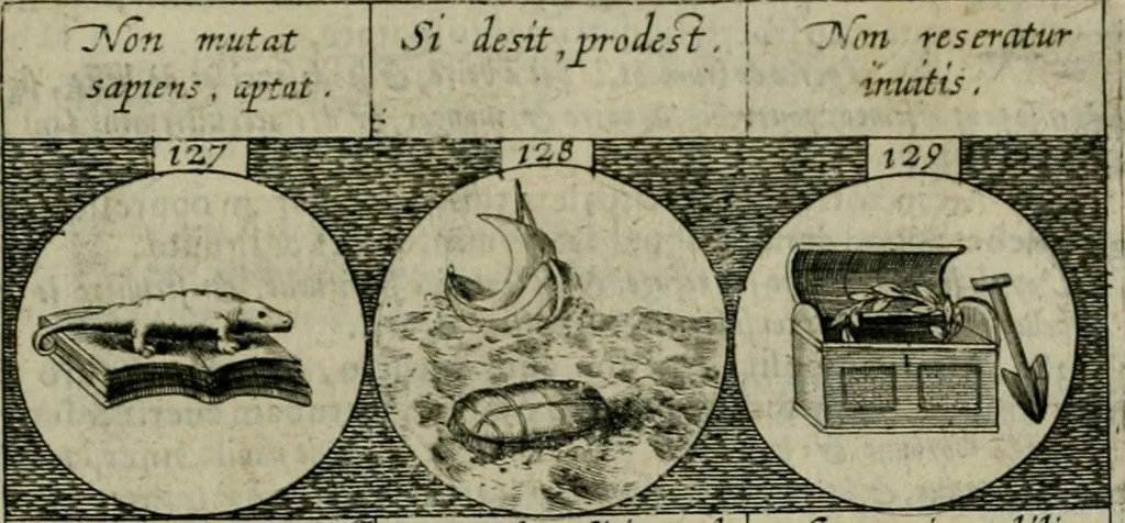 An illustration from Emblemata, sive Symbola : a Principibus, viris Eeclesiasticis, ac Militaribus, alijsque vsurpanda = Deuises, ou, Emblemes : pour Princes, gens d'Eglise, gens de guerre, & aultres, 1624, leaf 34