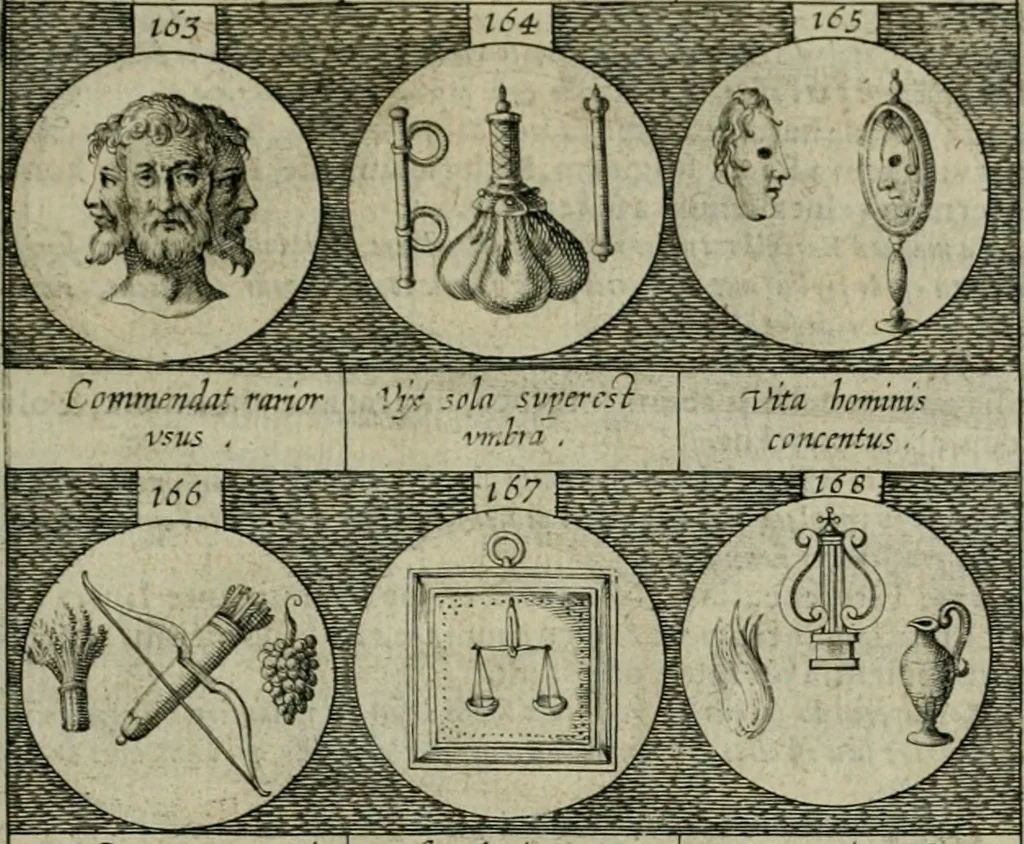 An illustration from Emblemata, sive Symbola : a Principibus, viris Eeclesiasticis, ac Militaribus, alijsque vsurpanda = Deuises, ou, Emblemes : pour Princes, gens d'Eglise, gens de guerre, & aultres, 1624, leaf 42