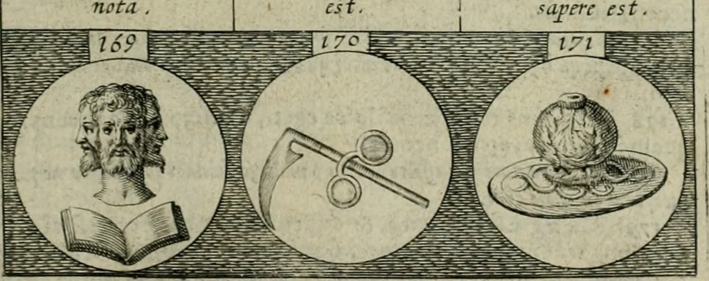 An illustration from Emblemata, sive Symbola : a Principibus, viris Eeclesiasticis, ac Militaribus, alijsque vsurpanda = Deuises, ou, Emblemes : pour Princes, gens d'Eglise, gens de guerre, & aultres, 1624, leaf 42