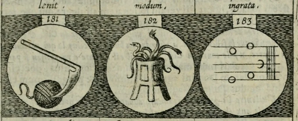 An illustration from Emblemata, sive Symbola : a Principibus, viris Eeclesiasticis, ac Militaribus, alijsque vsurpanda = Deuises, ou, Emblemes : pour Princes, gens d'Eglise, gens de guerre, & aultres, 1624, leaf 46