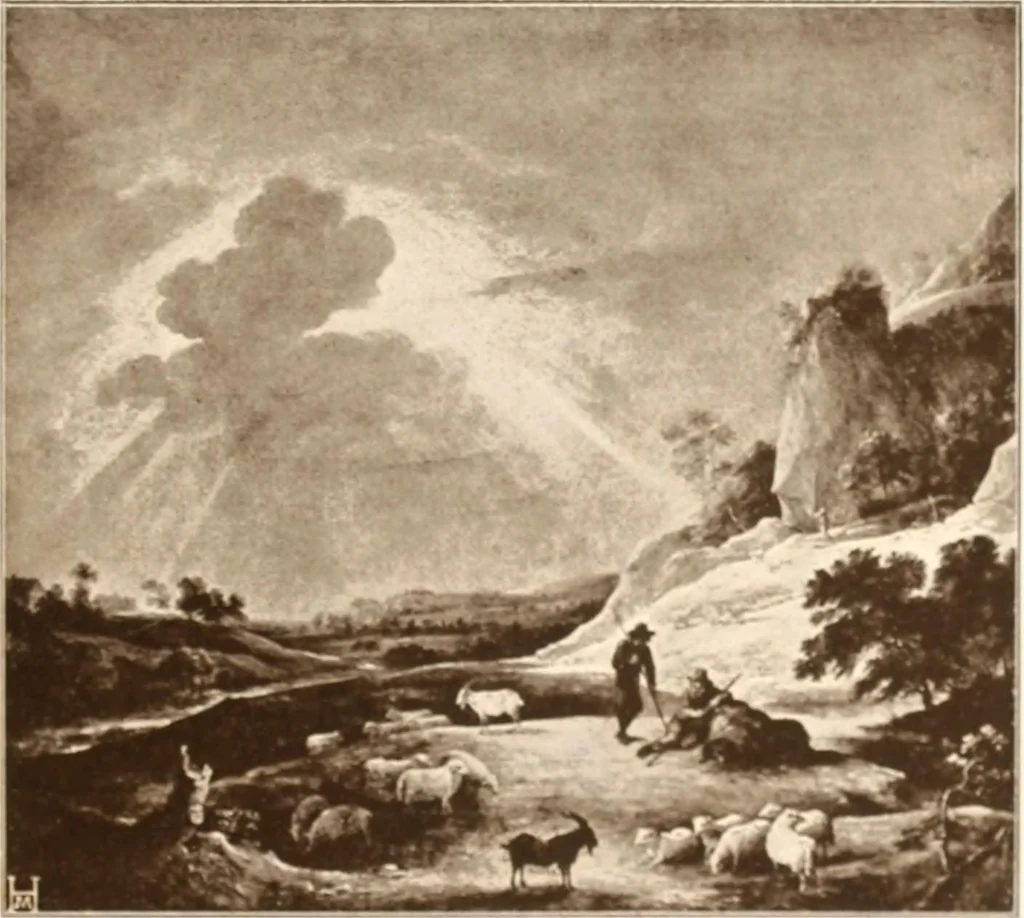 An illustration from Illustrated catalogue of the sixth series of 100 paintings by old masters of the Dutch, Flemish, Italian, French, and English schools : being a portion of the Sedelmeyer Gallery which contains over 1500 original pictures by ancient and modern artists, 1900, leaf 76