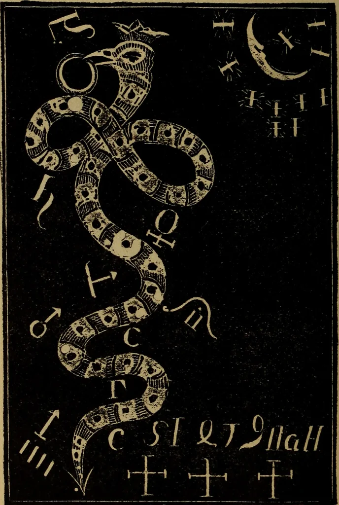 An illustration from The sixth and seventh books of Moses ... the wonderful magical and spirit arts of Moses and Aaron, 1910, leaf 103