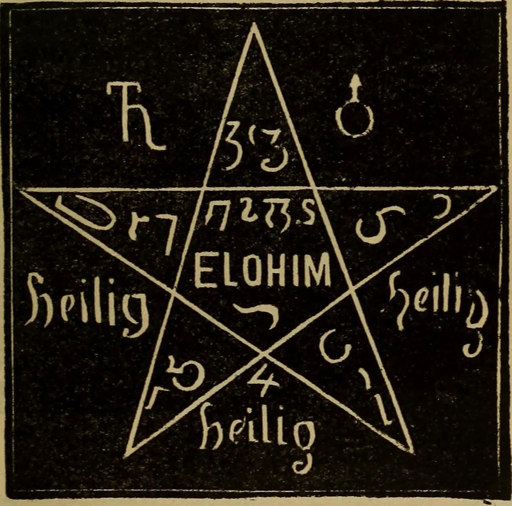 An illustration from The sixth and seventh books of Moses ... the wonderful magical and spirit arts of Moses and Aaron, 1910, leaf 98