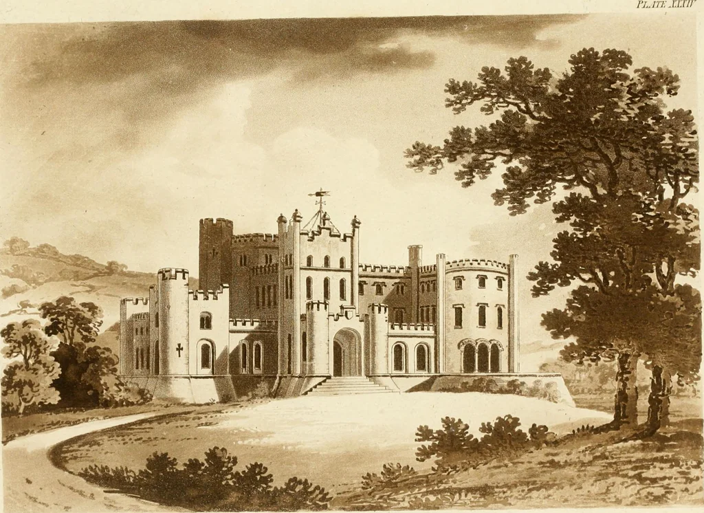 An illustration from Architectural sketches for cottages, rural dwellings, and villas, in the Grecian, Gothic, and fancy styles, with plans : suitable to persons of genteel life and moderate fortune : preceded by some observations on scenery and character proper for picturesque buildings, 1815, leaf 100