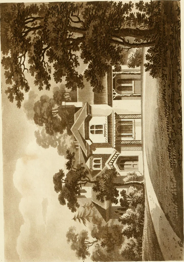 An illustration from Architectural sketches for cottages, rural dwellings, and villas, in the Grecian, Gothic, and fancy styles, with plans : suitable to persons of genteel life and moderate fortune : preceded by some observations on scenery and character proper for picturesque buildings, 1815, leaf 58