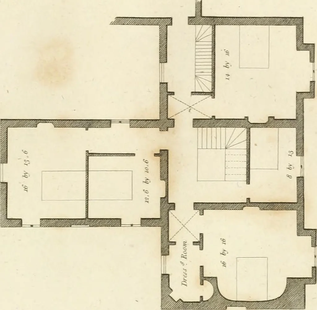 An illustration from Architectural sketches for cottages, rural dwellings, and villas, in the Grecian, Gothic, and fancy styles, with plans : suitable to persons of genteel life and moderate fortune : preceded by some observations on scenery and character proper for picturesque buildings, 1815, leaf 72