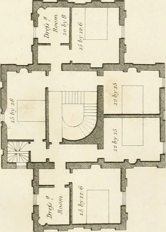 An illustration from Architectural sketches for cottages, rural dwellings, and villas, in the Grecian, Gothic, and fancy styles, with plans : suitable to persons of genteel life and moderate fortune : preceded by some observations on scenery and character proper for picturesque buildings, 1815, leaf 90