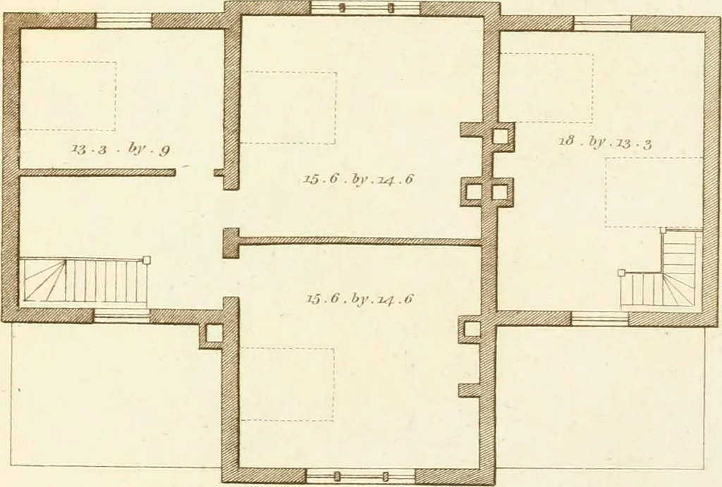 An illustration from Sketches in architecture : consisting of original designs for cottages and rural dwellings, suitable to persons of moderate fortune, and for convenient retirement : with plans and appropriate scenery to each : on twenty plates : with some general observations, 1807, leaf 52
