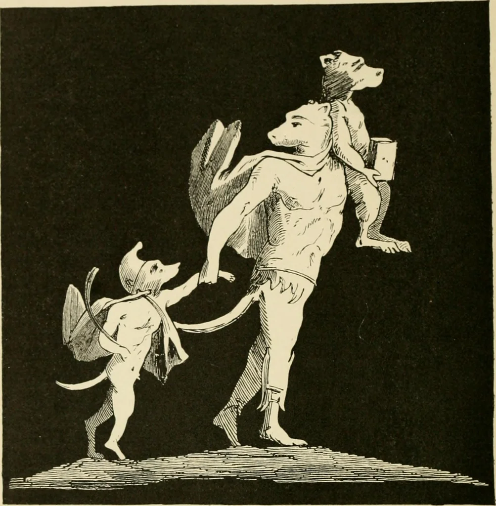 An illustration from Skämtbilden och dess historia i konsten, 1910, leaf 17
