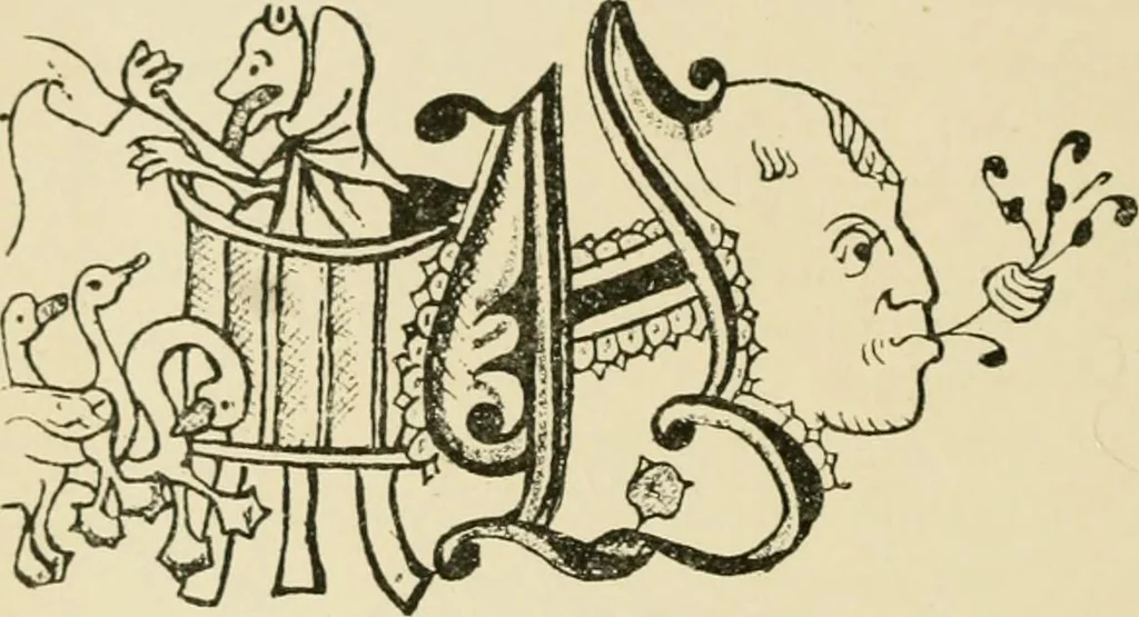 An illustration from Skämtbilden och dess historia i konsten, 1910, leaf 19
